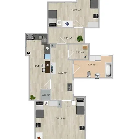 2 Zimmer, Kueche, Bad - Monteurszimmer Und Dienstwohnung Im Boardinghaus Appartamento *